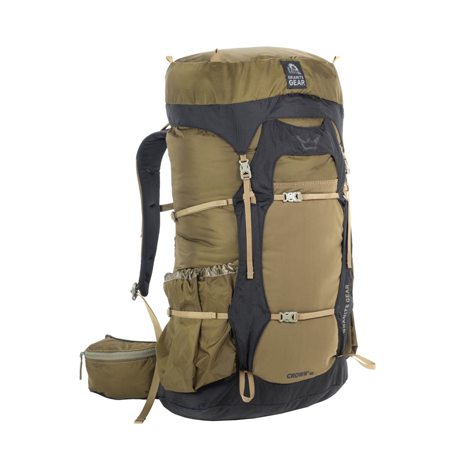 Levá strana batohu Granite Gear Crown2 60 v hnědé barvě