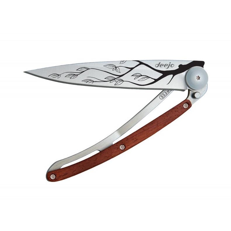 779 Deejo 1cb022 A Ultralehký a minimalistický nůž Deejo Tattoo 37g Tree Coralwood - s motivem stromu