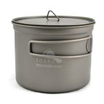 Toaks Pot 900 Ml Gray titanium camping pot with lid and folding side handle, 900 ml (Toaks)
