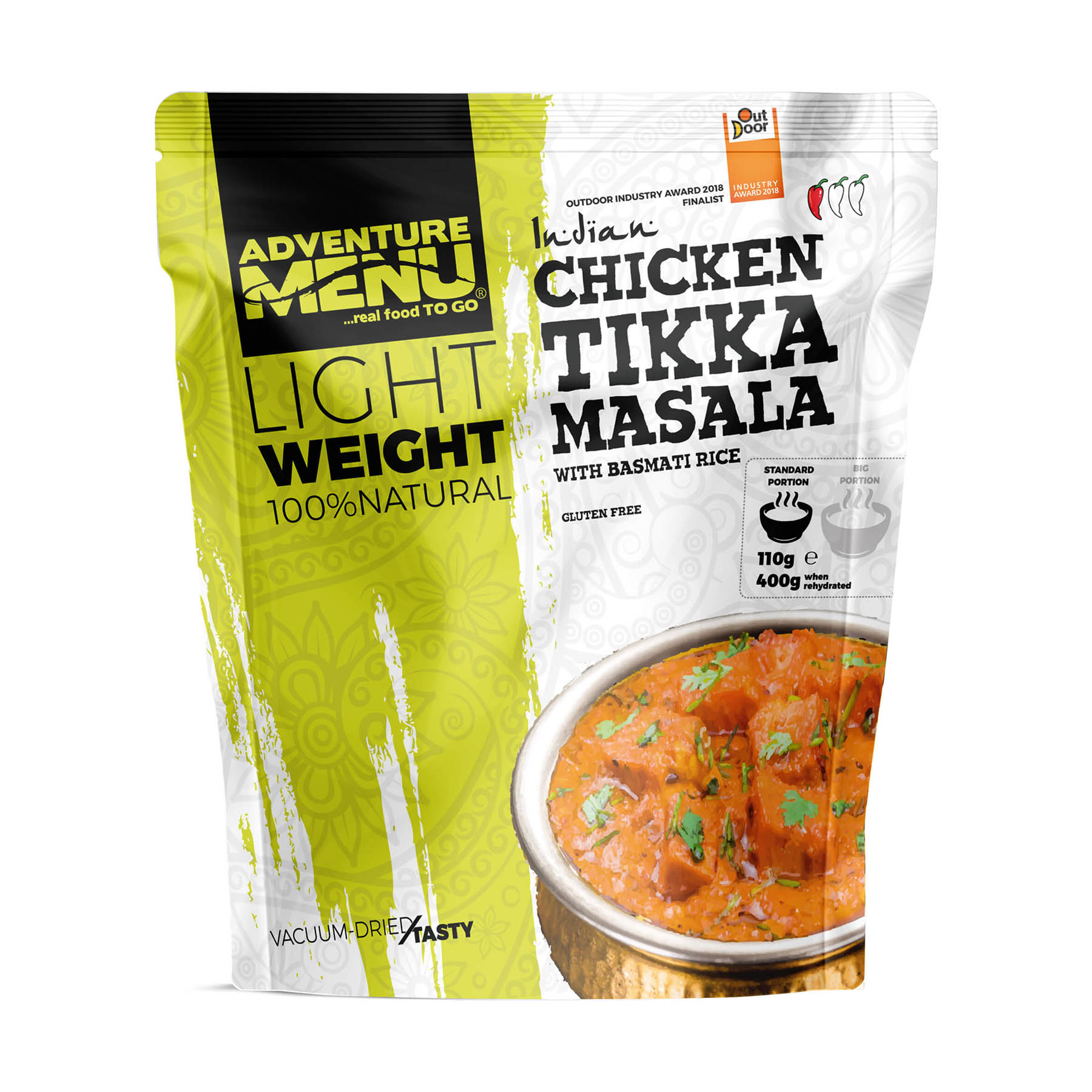 Vakuově balené jídlo Adventure Menu Kuře Tikka Masala s rýží basmati - tradiční indická specialita