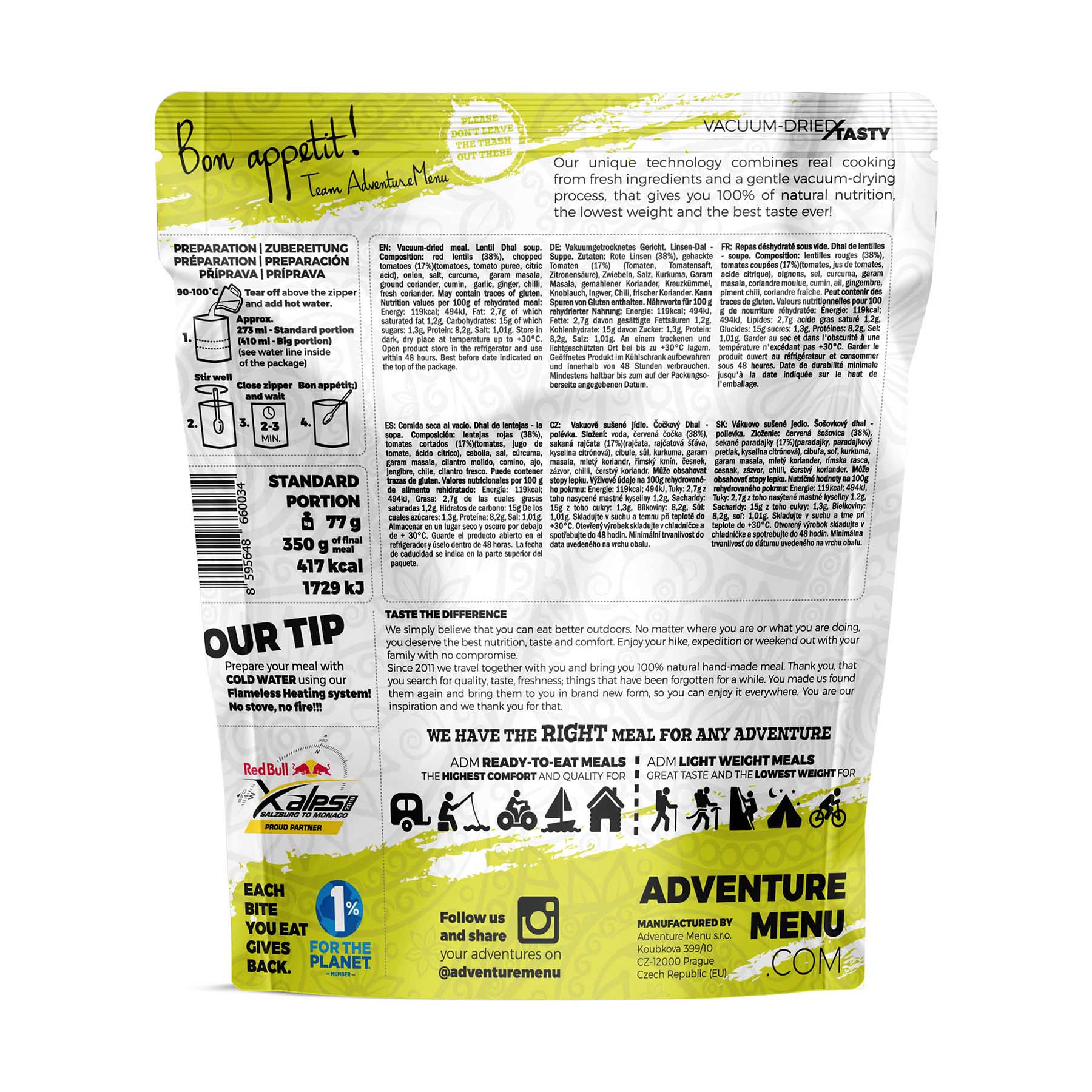 Pouch LW Lentil Dhal BACK