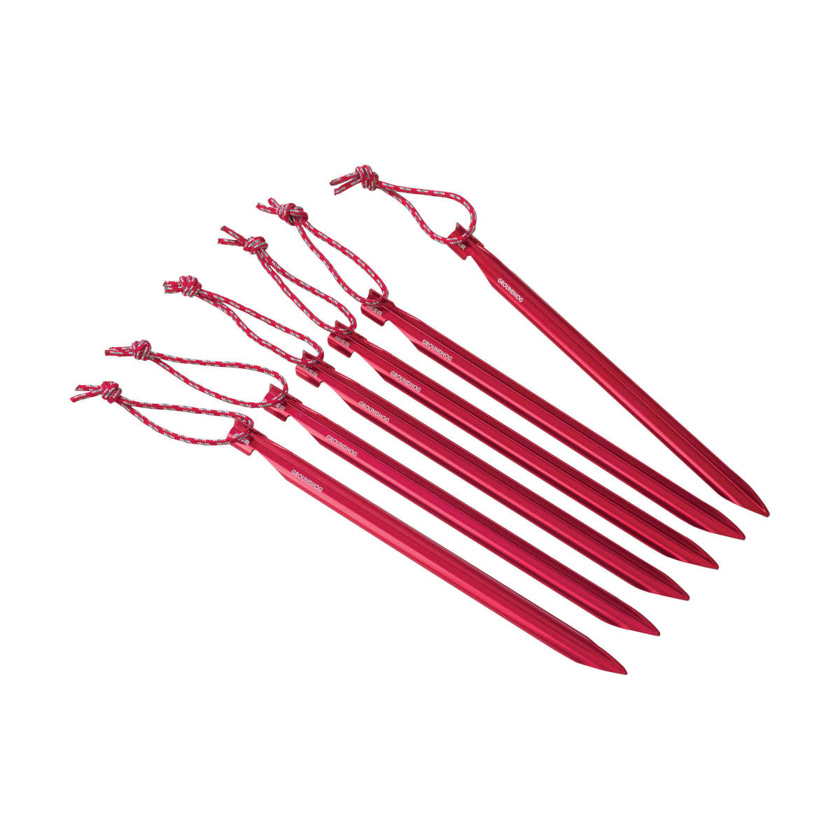 Ultralehké stanové kolíky MRS Groundhog Tent Stakes Kit Ultralehké, odolné stanové kolíky MSR Groundhog Tent Stakes - v červené barvě, 6 kusů v sadě.