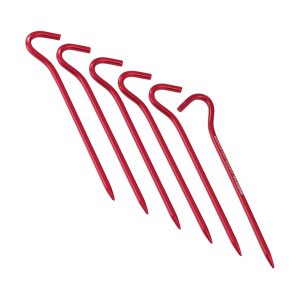 Ultralehké, odolné stanové kolíky MSR Hook Stake Kit - červené