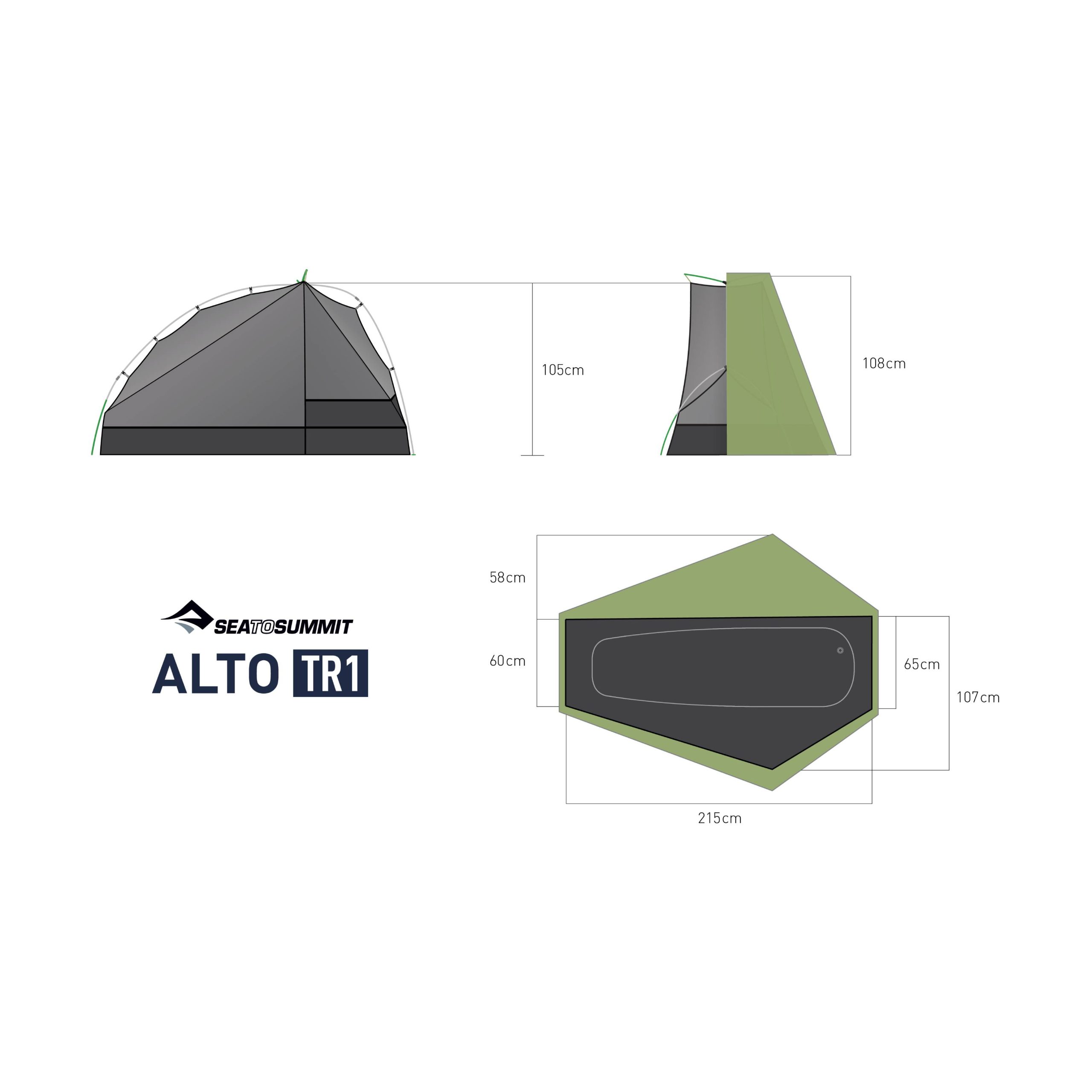 ATS2039 01160410 Alto TR1 Ultralight Tent Green Dimensions Graphic 01 (1)