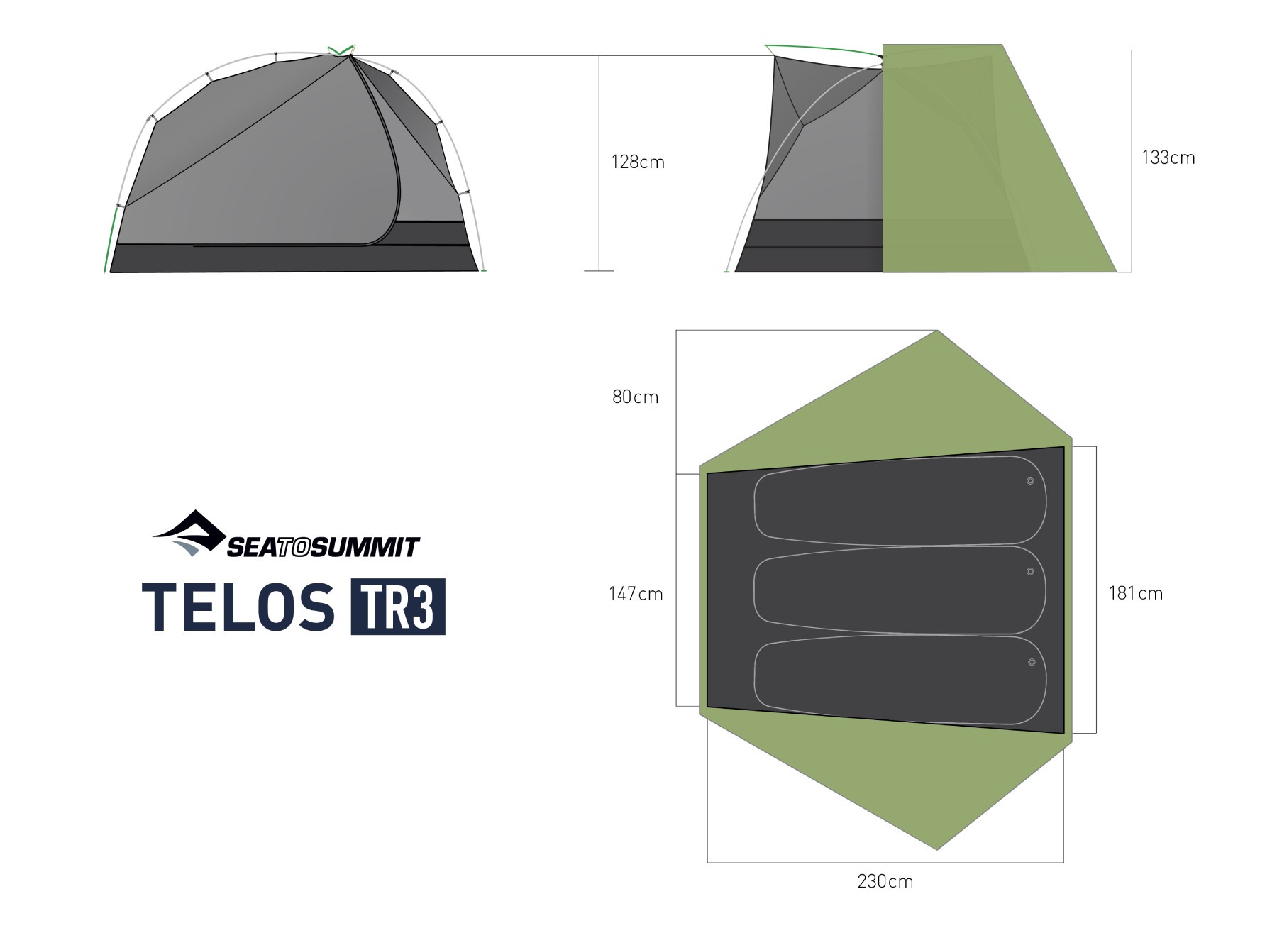 ATS2040 01180411 Telos TR3 Ultralight Tent Green Dimensions Graphic 01 S