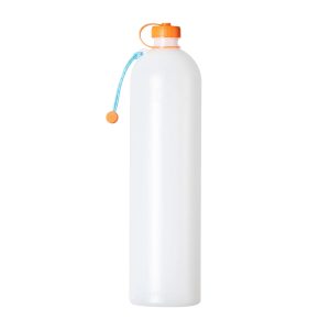CNOC ThruBottle V2 1000 Ml 01 – Gramino White plastic water bottle with an orange twist-cap and blue carrying cord looped on the side.