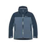 Montane Mens Norste Lite Jacket Eclipse Blue 01 Blue and navy Montane outdoor jacket with full-length front zipper, two zip pockets, and an adjustable hood.