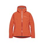 Montane Womens Norste Lite Jacket Lava 01 Orange Montane jacket with full-length zipper, two zippered hand pockets, and a high collar.